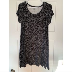 Black floral swing dress